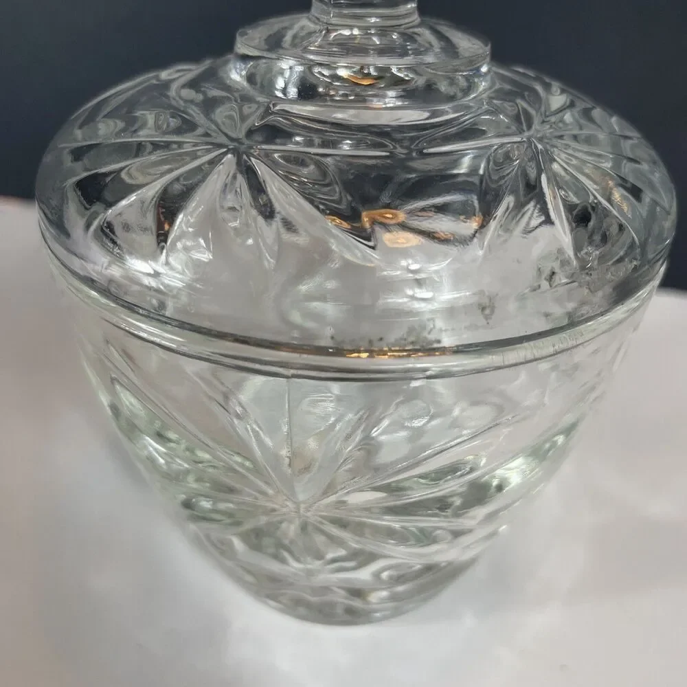 Anchor Hocking Prescut Star of David Creamers & Sugar Bowl Lid Vtg MCM